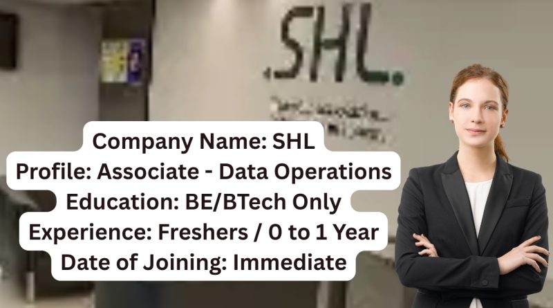 SHL Freshers Recruitment 2025 || BE/BTech || Associate – Data Operations ||