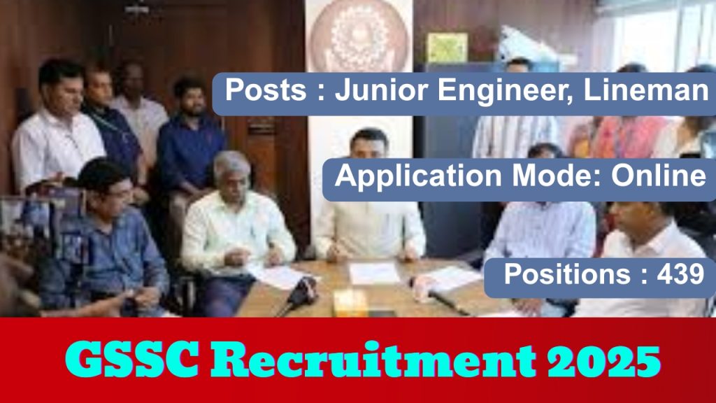 GSSC Recruitment 2025 Notification Out!
Posts : Junior Engineer, Lineman & Other Vacancies
Organization : Goa Staff Selection Commission (GSSC)
Positions : 439
Application Mode: Online