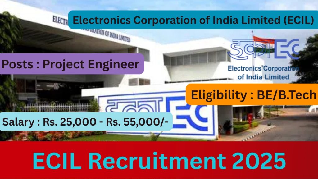 ECIL Recruitment 2025
Posts : Project Engineer, Project Officer & More
Organization : Electronics Corporation of India Limited (ECIL) 🇮🇳
Positions : 70
Walk‑in Date: 21‑07‑2025 to 22‑07‑2025
Eligibility : BE/B.Tech, B.Sc
Salary : Rs. 25,000 - Rs. 55,000/-
Location : Across India