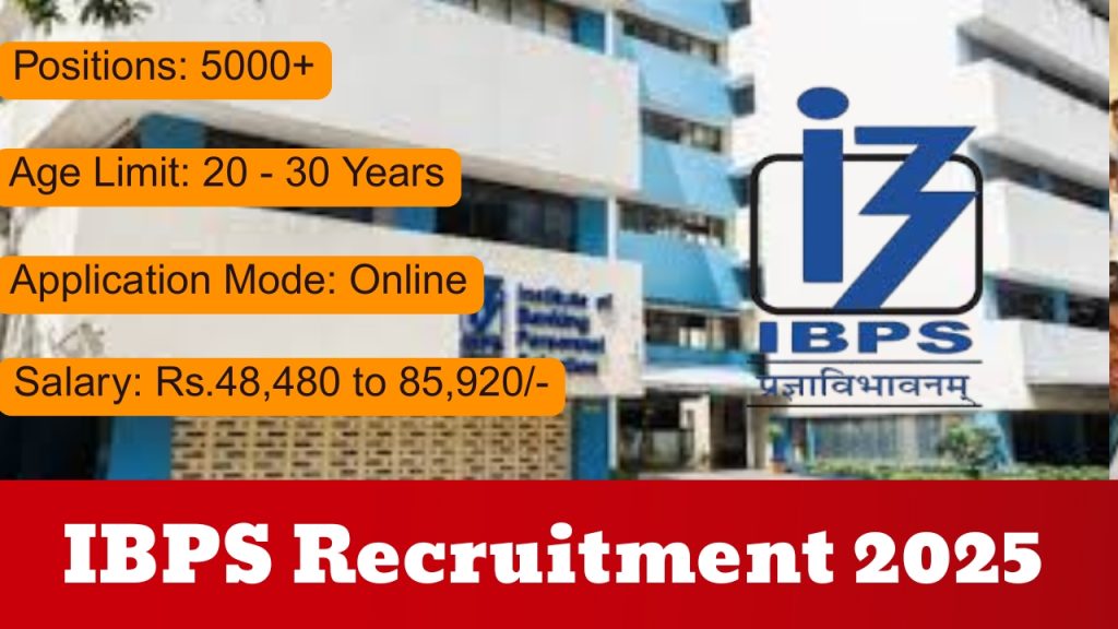 IBPS Recruitment 2025 Notification Out!
Posts: Probationary Officer/ Management Trainee Vacancy
Organization: Institute of Banking Personnel Selection (IBPS)
Positions: 5000+
Age Limit: 20 - 30 Years
Application Mode: Online
Salary: Rs.48,480 to 85,920/-Location: Across India