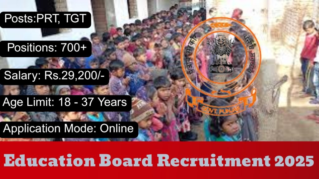 Punjab Education Recruitment Board Recruitment 2025 Notification Out!
Posts:PRT, TGT Vacancy
Organization: Punjab Education Recruitment Board
Positions: 700+
Application Mode: Online
Salary: Rs.29,200/-
Age Limit: 18 - 37 Years