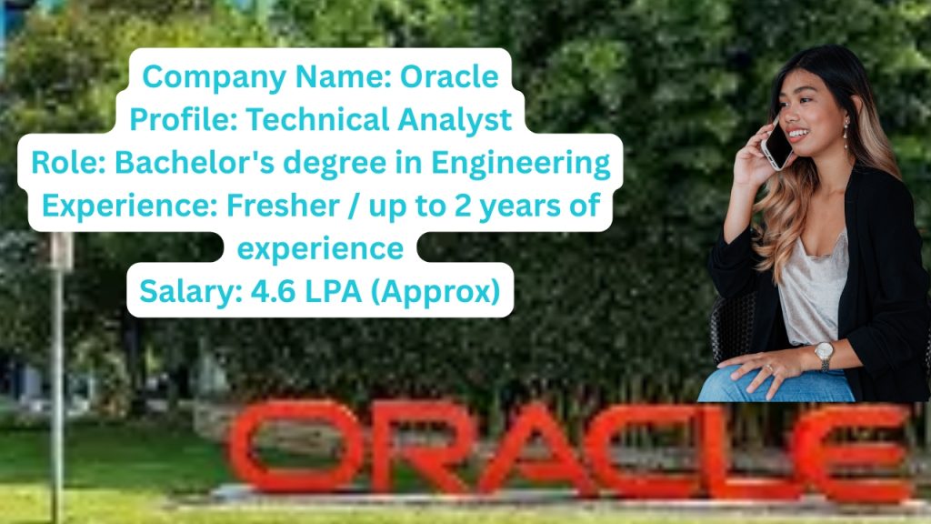 Company Name: Oracle
Website: www.oracle.com
Qualification: Bachelor's degree in computer engineering, computer science, information systems, software engineering, or a related field
Location: Pan India
Experience: Freshers (0 to 2+ Years)
Job Role: Technical Analyst