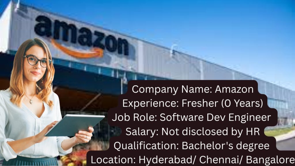 Company Name: Amazon
Website: www.amazon.com
Qualification: Bachelor's degree or above in  computer science, computer engineering, or related field
Location: Hyderabad/ Chennai/ Bangalore/ Delhi/ Pune
Experience: Fresher (0 Years)
Job Role: Software Dev Engineer 
Salary: Not disclosed by HR
