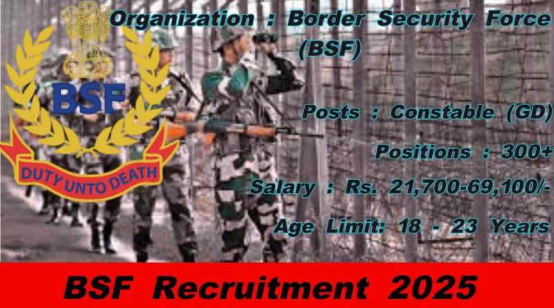 New Jobs Recruitment 2025 || BSF || Apply Online || 391 Posts