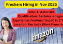 Amazon Freshers Recruitment 2025 || Pan India (Work from Home) || AI Associate Jobs ||